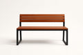 Acacia wood bench with steel frame, brown/black color