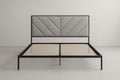 Metal double bed with grey upholstered headboard 160x200x100 cm