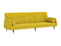 Sofa bed with yellow velvet cushions
