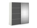 Urbideco 2-Door Wardrobe, Bedroom Furniture, Walk-in Closet, Clothes Storage, 182x64x202 cm, Grey and White