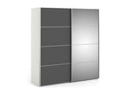 Urbideco 2-Door Wardrobe, Bedroom Furniture, Walk-in Closet, Clothes Storage, 182x64x202 cm, Grey and White