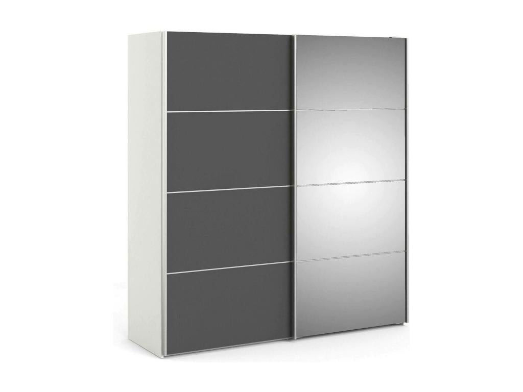 Urbideco 2-Door Wardrobe, Bedroom Furniture, Walk-in Closet, Clothes Storage, 182x64x202 cm, Grey and White