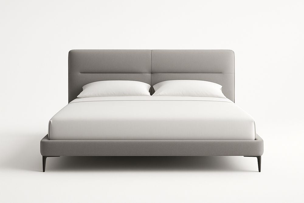 Double Bed, Grey Fabric, Metal Frame, 160x200 cm