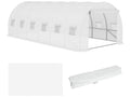Replacement cover for 18 m² tunnel greenhouse, dimensions 6m x 3m x 2m, waterproof UV-resistant PE, 12 windows + zipped roll-up door, white