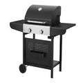 Qlima Gas BBQ in black satin steel, 2 burners, 600W, 2 wheels OKG102