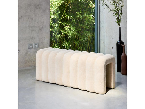 Contemporary beige fabric bench/bench