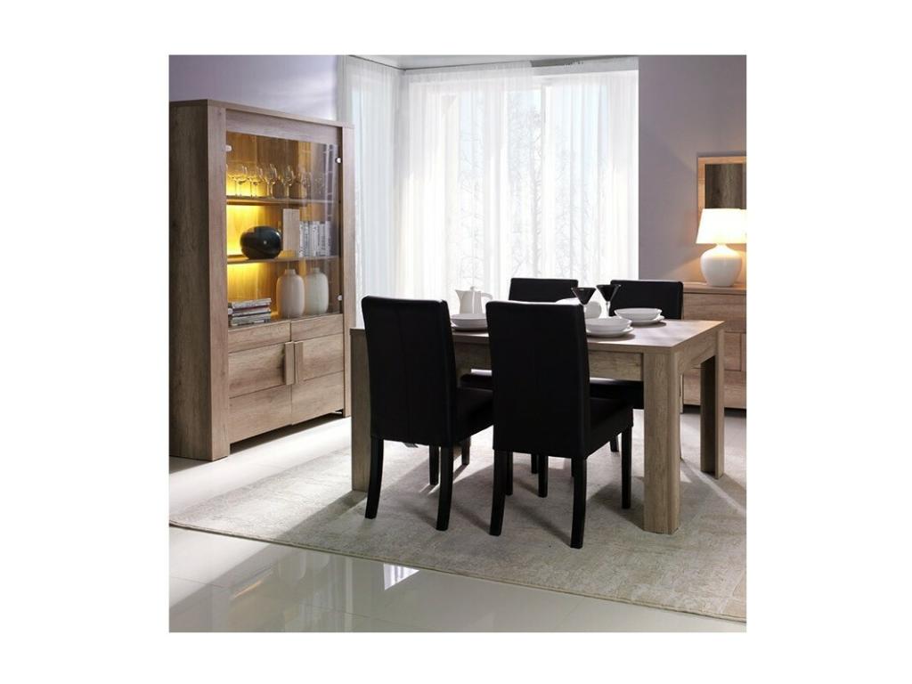 Large display cabinet with 2 glass doors and 2 wooden doors - Decoopale Collection - light oak