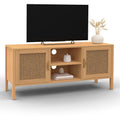 Edhen 110cm TV Stand with 2 Doors, Wood and Cane
