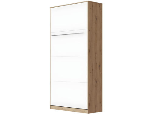 Wall-Mounted Murphy Bed 90*200cm Vertical Folding Bed Wall Bed Interior Furniture Wild Oak/White