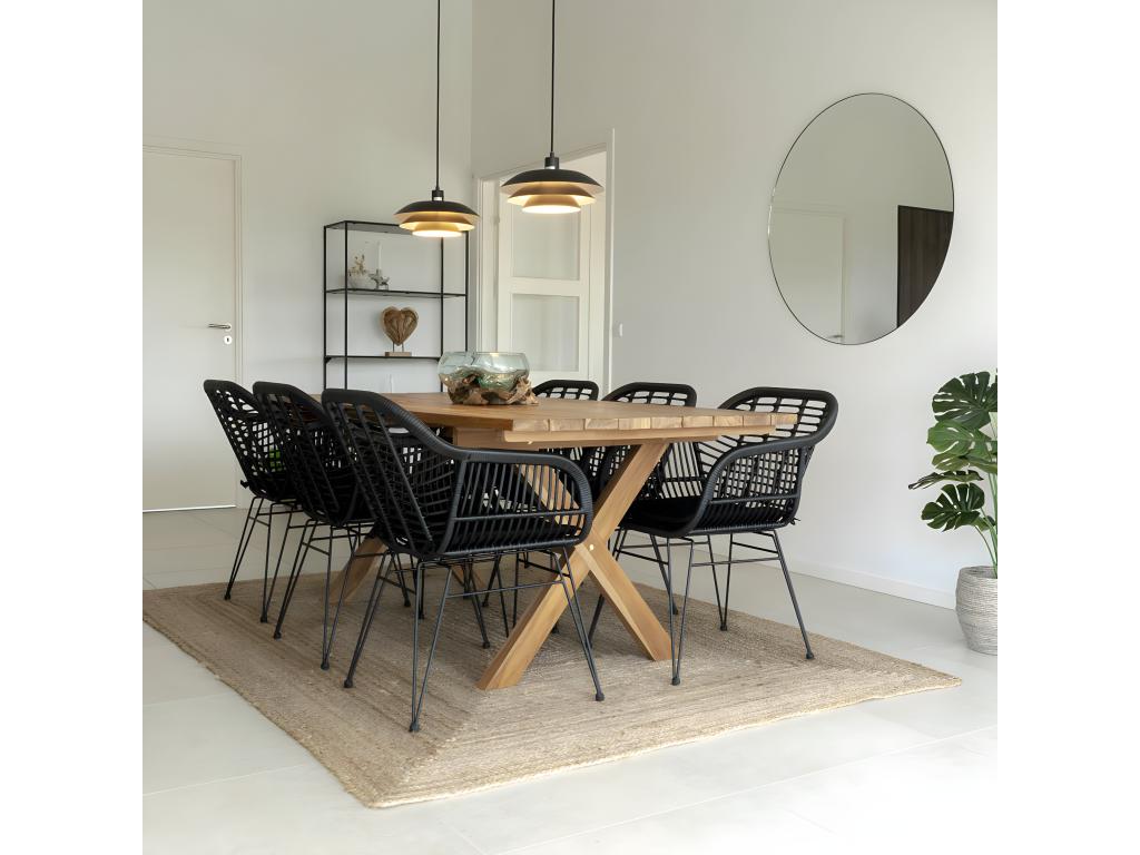Zenmobilier - Set of 4 Black Synthetic Rattan Armchairs with Steel Legs